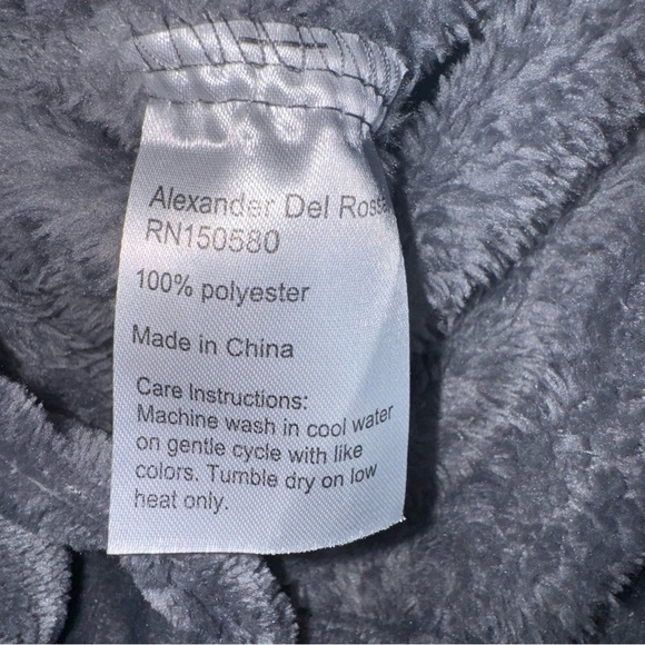 Alexander Del Rossa Gray Plush Fleece Bathrobe Hooded Knee Length Size M - Picture 5 of 6